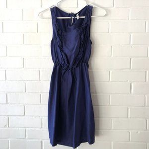 Maeve Anthropologie Blue Silk Ruffle Dress
